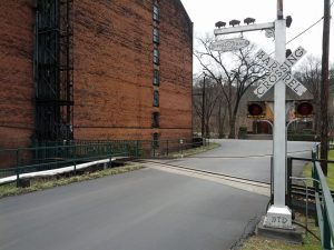 Buffalo Trace moves its barrels on tracks.  Clever, and cool to see.